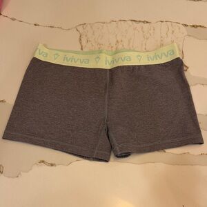 Ivivva Gray Bike Shorts with Light Green Waistband size 14 like new